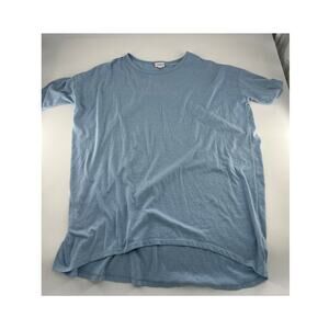 Lularoe Irma Shirt Womens Large Light Blue Long Tunic Short Sleeve Pullover
